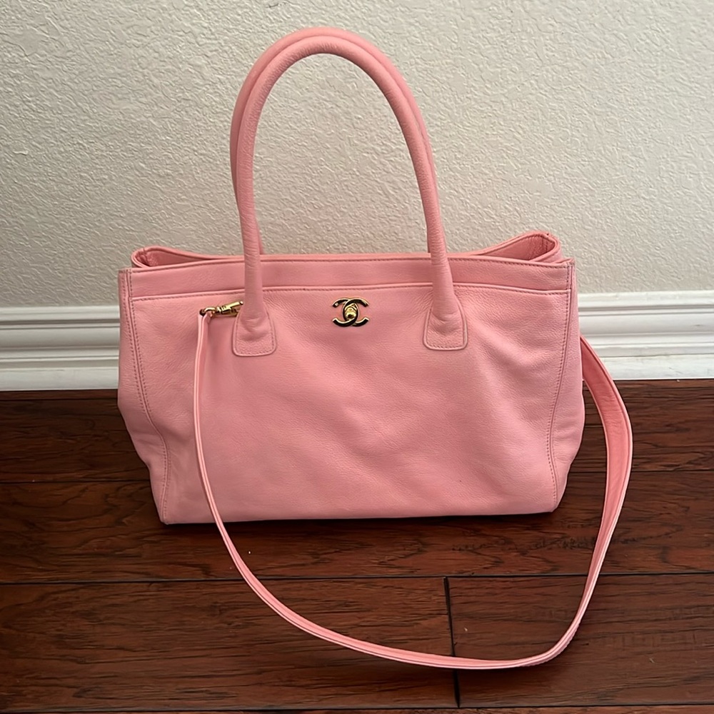 Auth Chanel Executive Tote Shoulder Bag Pink
